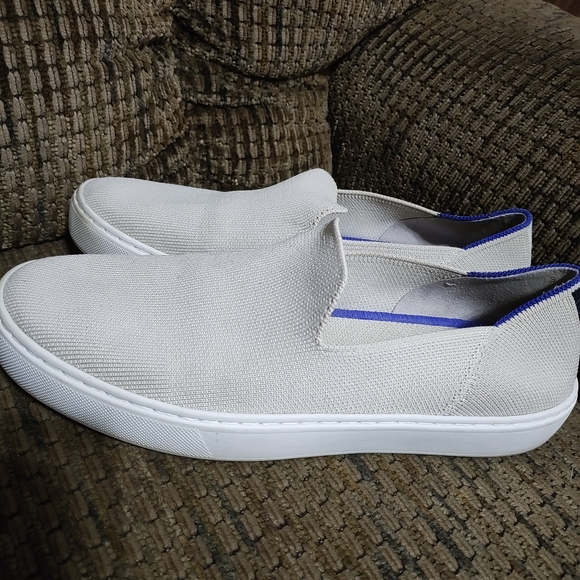 Rothy's Slip On Sneakers The Original Sand Beige Blue Women's Sz 8 Clean - Picture 9 of 11
